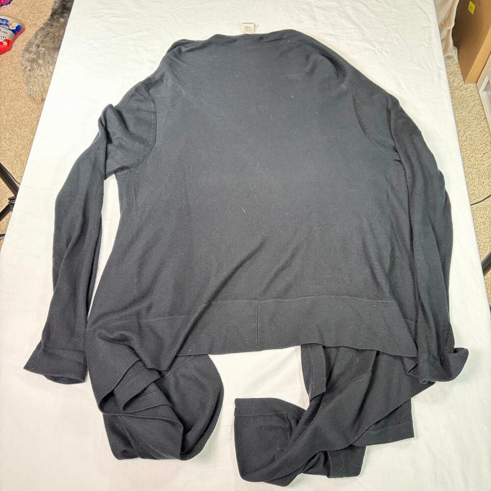BCBG MaxAzria black drapey open cardigan, flowy. Size M/L. silk cashmere blend - Picture 2 of 5
